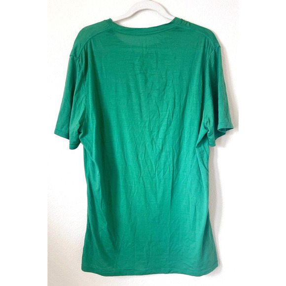 Icebreaker Merino Wool Shirt Mens XL Green Short Sleeve Base Layer Thin Tall - Picture 2 of 4